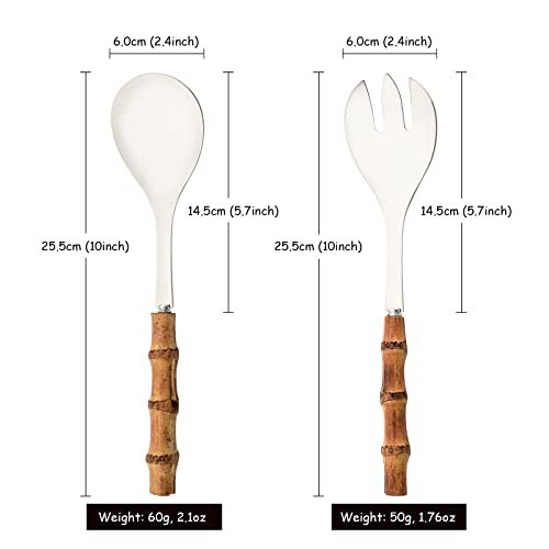 Uniturcky Serving Spoon and Fork Set, 304 Stainless Steel Serving Utensils with Natural Bamboo Handle, 10" Long Handle Serving Set for Kitchen Party Buffet, 4 Pieces / 2 of Each - My Kitchen Products