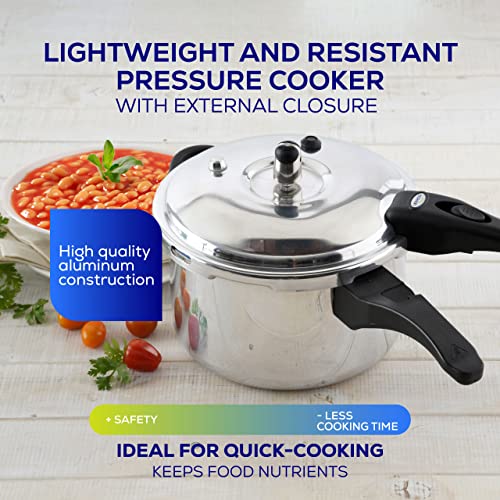 Universal (4.75 Quart / 4.5 Liter) Anti-Rust Ultra Pressure Cooker, Aluminum Pressure Cooker for 5 Servings, Even Heat Distribution, Diameter 9.4 inches, Height 8 inches - My Kitchen Products