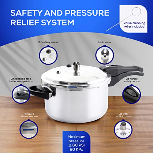 Universal (4.75 Quart / 4.5 Liter) Anti-Rust Ultra Pressure Cooker, Aluminum Pressure Cooker for 5 Servings, Even Heat Distribution, Diameter 9.4 inches, Height 8 inches - My Kitchen Products