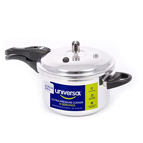 Universal (4.75 Quart / 4.5 Liter) Anti-Rust Ultra Pressure Cooker, Aluminum Pressure Cooker for 5 Servings, Even Heat Distribution, Diameter 9.4 inches, Height 8 inches - My Kitchen Products