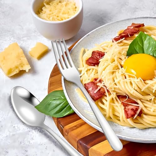 Unokit 24-Piece Spoons and Forks Set Silverware Set - Forks and Spoons Food Grade Stainless Steel Silverware for Home, Kitchen and Restaurant, 12-Fork and 12-Spoon, Mirror Polished&Dishwasher Safe - My Kitchen Products
