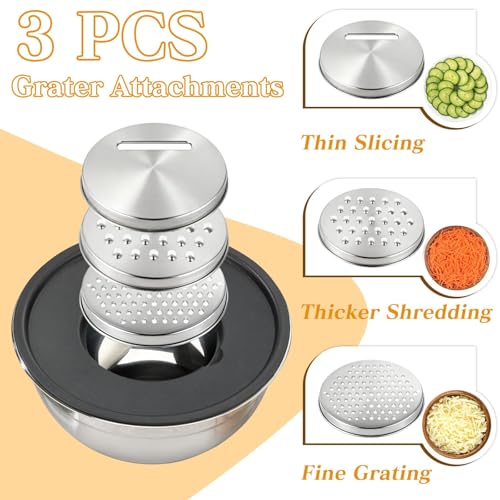 Unokit Mixing Bowls with Lids Set - 16 Pcs Stainless Steel Nesting Mixing Bowls with Grater Attachments, Mixing Bowl Set for Multi Mixing & Serving - My Kitchen Products