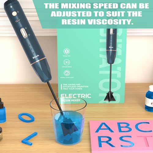 Upgraded Resin Mixer, Handheld Rechargeable Mixer with Minimizing Bubbles,Epoxy Resin Mixer for Resin, Silicone Mixing, Resin Molds, DIY Crafts (Included 4 pcs Paddles) (Blue) - My Kitchen Products