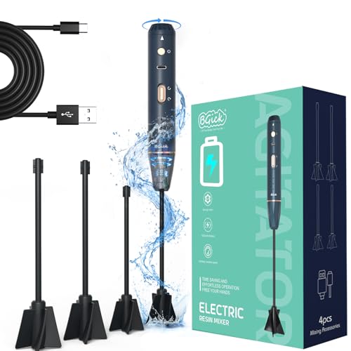 Upgraded Resin Mixer, Handheld Rechargeable Mixer with Minimizing Bubbles,Epoxy Resin Mixer for Resin, Silicone Mixing, Resin Molds, DIY Crafts (Included 4 pcs Paddles) (Blue) - My Kitchen Products