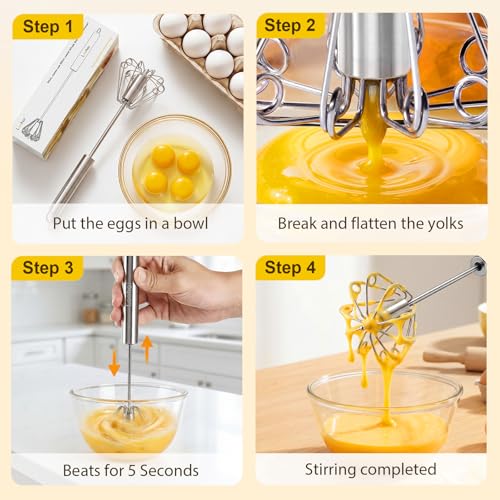 Upgraded Stainless Steel Semi-Automatic Whisk, 10 inch - My Kitchen Products