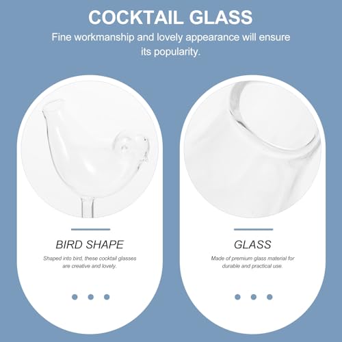 UPKOCH 8 Pack Cocktail Glass Bird Shaped Cocktail Glass Set Creative Glass Goblet Clear Champagne Wine Glasses Transparent Glassware for Bar Restaurant Club Party - My Kitchen Products