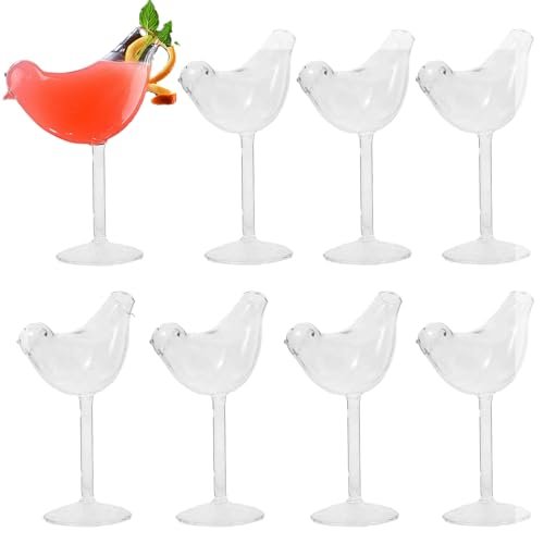 UPKOCH 8 Pack Cocktail Glass Bird Shaped Cocktail Glass Set Creative Glass Goblet Clear Champagne Wine Glasses Transparent