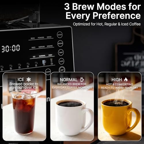 URintells Cuising Coffee Maker with Grinder, 22OZ Drip Coffee Maker with Glass Carafe and Removable Filter, Programmable Hot and Cold Bean to Cup Coffee Machine with Timer, Auto Shut Off - My Kitchen Products