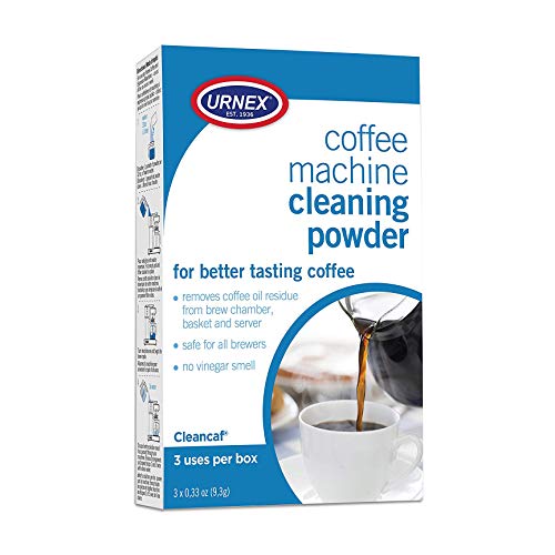 Urnex Coffee Maker and Espresso Machine Cleaner Cleancaf Powder - 3 Packets - Safe On Keurig Delonghi Nespresso Ninja Hamilton Beach Mr Coffee Braun - My Kitchen Products