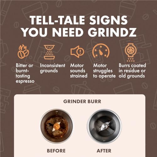 Urnex Grindz Professional Coffee Grinder Cleaning Tablets - 430 Grams - All Natural Food Safe Gluten Free - Cleans Burr and Casing - Help Extend Life of Your Grinder - My Kitchen Products