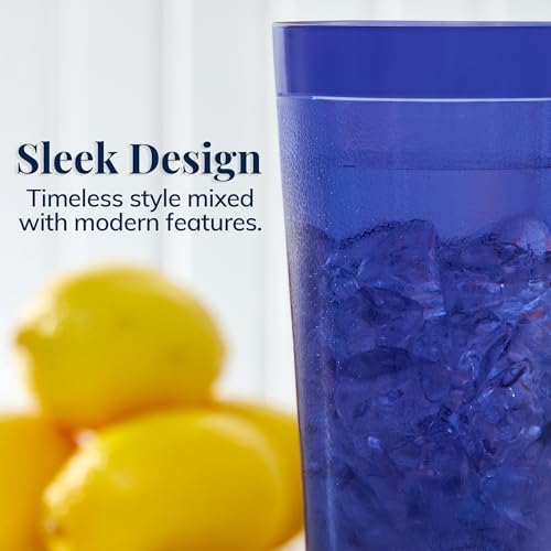 US Acrylic Cafe Plastic Reusable Tumblers (Set of 16) 20-ounce Water Cups Coastal Colors | Restaurant Style Drinking Glasses Value Set, Stackable, BPA-free, Made in the USA | Top-rack Dishwasher Safe - My Kitchen Products