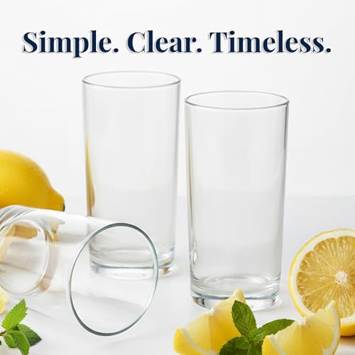 US Acrylic Classic Clear Plastic Reusable Drinking Glasses (Set of 6) 16oz Water Cups | BPA-Free Tumblers, Made in USA | Top-Rack Dishwasher Safe - My Kitchen Products