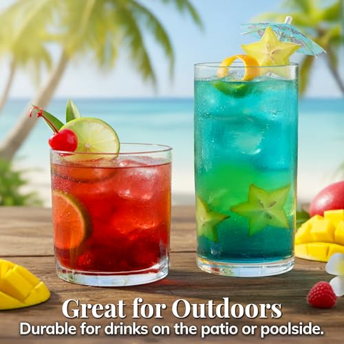 US Acrylic Classic Clear Plastic Reusable Drinking Glasses (Set of 8) 12oz Rocks & 16oz Water Cups | BPA-Free Tumblers, Made in USA | Top-Rack Dishwasher Safe - My Kitchen Products