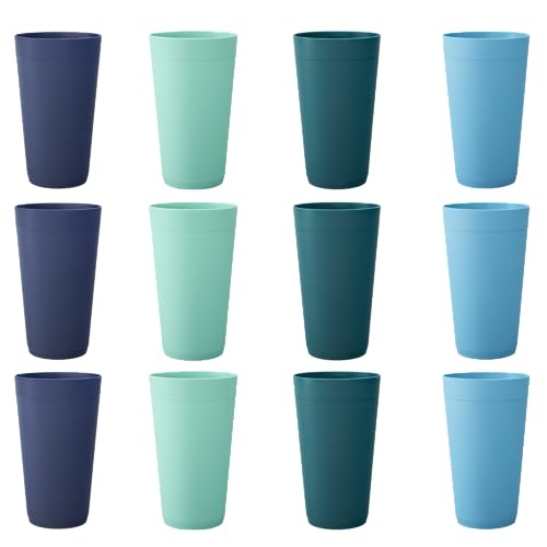 US Acrylic Newport 20 ounce Unbreakable Plastic Stackable Water Tumblers in 4 Coastal Colors | Set of 12 Drinking Cups | Reusable, BPA-free, Made in the USA, Top-rack Dishwasher and Microwave Safe - My Kitchen Products