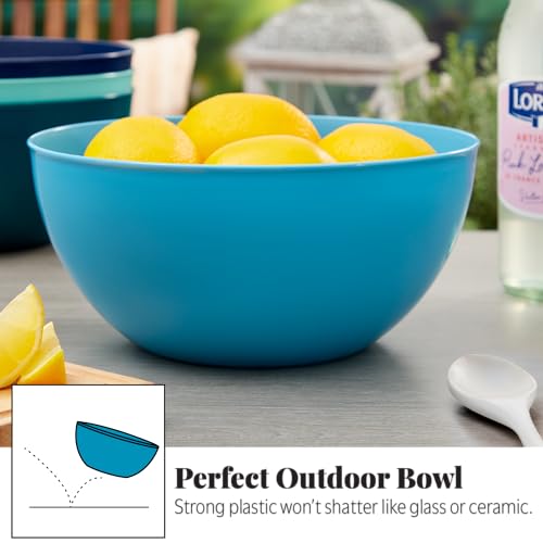 US Acrylic Vista Durable Plastic Salad and Serving 10-inch Bowls | Set of 4 in Coastal Colors | Reusable, BPA-free, Made in the USA | 135 oz. capacity - My Kitchen Products