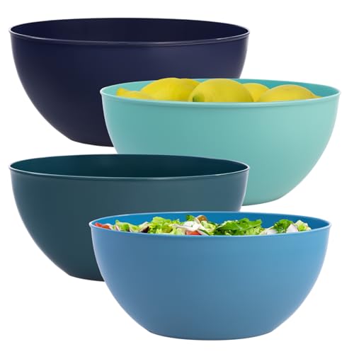 US Acrylic Vista Durable Plastic Salad and Serving 10-inch Bowls, Set of 4 in Coastal Colors, Reusable, BPA-free, Made in