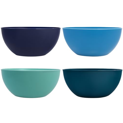 US Acrylic Vista Durable Plastic Salad and Serving 10-inch Bowls | Set of 4 in Coastal Colors | Reusable, BPA-free, Made in the USA | 135 oz. capacity - My Kitchen Products