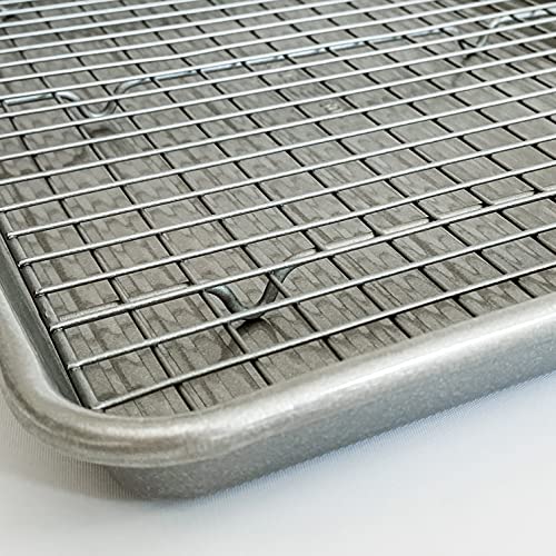 USA Pan Bakeware Half Sheet Baking Pan and Bakeable Nonstick and Cooling Rack Set, Metal - My Kitchen Products