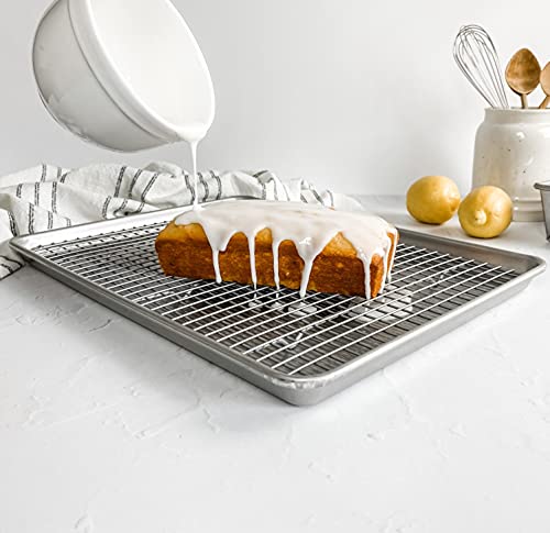 USA Pan Bakeware Half Sheet Baking Pan and Bakeable Nonstick and Cooling Rack Set, Metal - My Kitchen Products