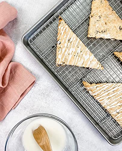 USA Pan Bakeware Half Sheet Baking Pan and Bakeable Nonstick and Cooling Rack Set, Metal - My Kitchen Products