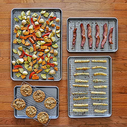 USA Pan Bakeware Half Sheet Baking Pan and Bakeable Nonstick and Cooling Rack Set, Metal - My Kitchen Products