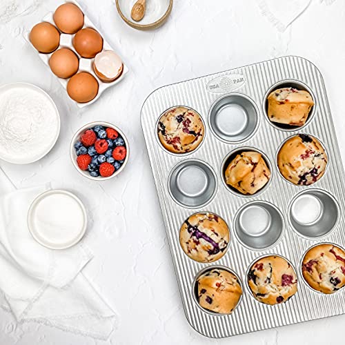 USA Pan Bakeware Muffin Pan, 12-Well, Aluminized Steel - My Kitchen Products