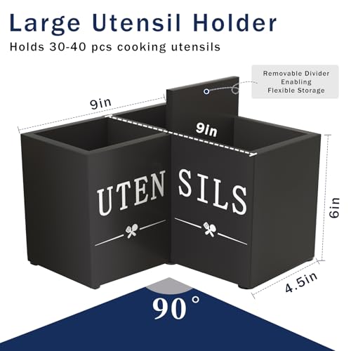 Utensil Holder for Kitchen Utensils, Corner Counter Top Portable Organizer - My Kitchen Products
