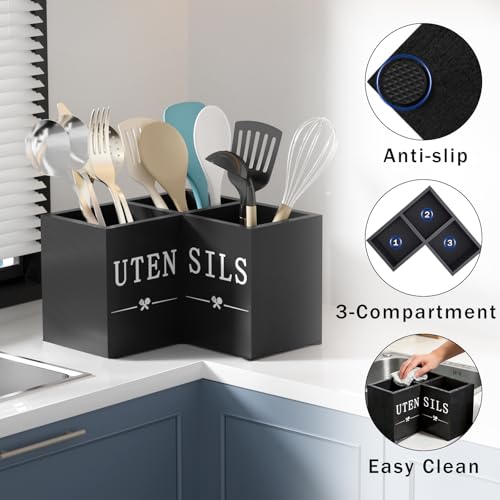 Utensil Holder for Kitchen Utensils, Corner Counter Top Portable Organizer - My Kitchen Products