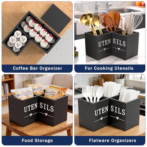 Utensil Holder for Kitchen Utensils, Corner Counter Top Portable Organizer - My Kitchen Products