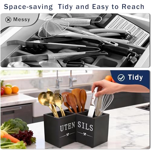 Utensil Holder for Kitchen Utensils, Corner Counter Top Portable Organizer - My Kitchen Products