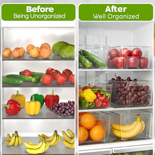 Utopia Home - Fridge & Refrigerator Organizer Bins (8 Pack), Clear Stackable Durable Plastic Storage Containers with Easy Grip Handles for Pantry, Kitchen Cabinets & Countertops (8) - My Kitchen Products