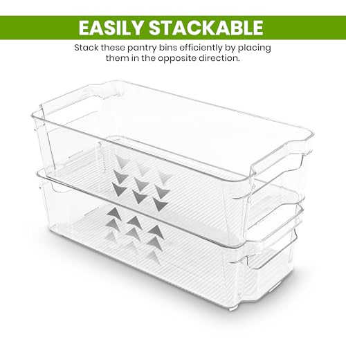 Utopia Home - Fridge & Refrigerator Organizer Bins (8 Pack), Clear Stackable Durable Plastic Storage Containers with Easy Grip Handles for Pantry, Kitchen Cabinets & Countertops (8) - My Kitchen Products