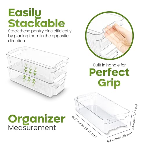 Utopia Home - Fridge & Refrigerator Organizer Bins (8 Pack), Clear Stackable Durable Plastic Storage Containers with Easy Grip Handles for Pantry, Kitchen Cabinets & Countertops (8) - My Kitchen Products