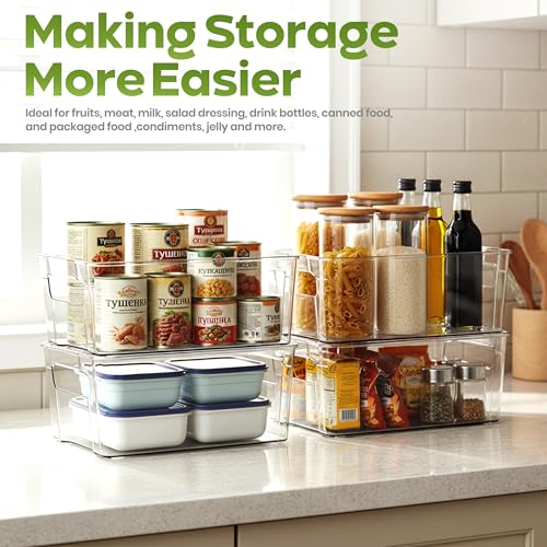 Utopia Home - Fridge & Refrigerator Organizer Bins (8 Pack), Clear Stackable Durable Plastic Storage Containers with Easy Grip Handles for Pantry, Kitchen Cabinets & Countertops (8) - My Kitchen Products