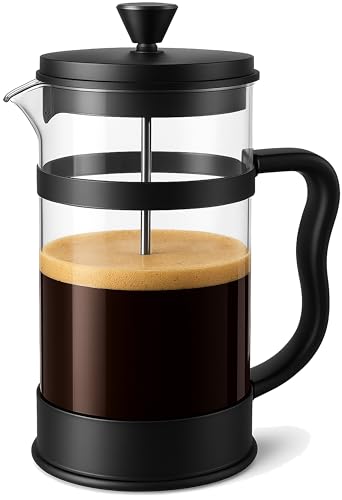 Utopia Kitchen Borosilicate Glass French Press Coffee Maker 34 Oz, Heat-Resistant Cafetiere & Tea Maker, Thickened Glass Coffee Press for Travel and Camping, Black - My Kitchen Products