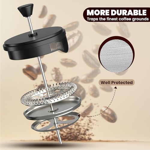 Utopia Kitchen Borosilicate Glass French Press Coffee Maker 34 Oz, Heat-Resistant Cafetiere & Tea Maker, Thickened Glass Coffee Press for Travel and Camping, Black - My Kitchen Products