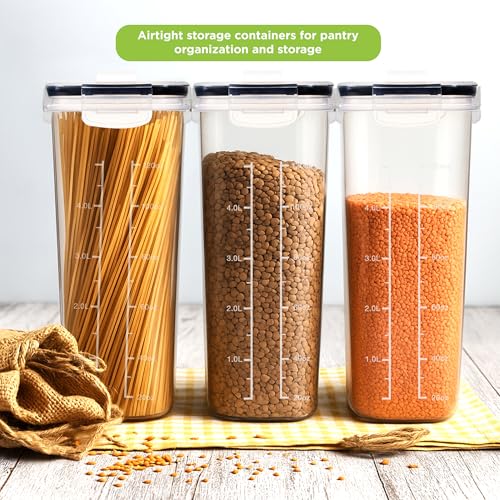 Utopia Kitchen Cereal Containers Storage Set – 4 Pack 4L(135.2 oz) Airtight Food Storage Containers with Lids, BPA-Free Cereal Dispensers for Pantry Organization and Storage (Clear) - My Kitchen Products