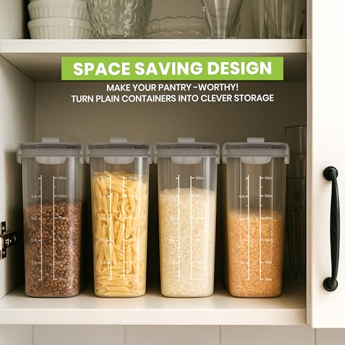 Utopia Kitchen Cereal Containers Storage Set – 4 Pack 4L(135.2 oz) Airtight Food Storage Containers with Lids, BPA-Free Cereal Dispensers for Pantry Organization and Storage (Clear) - My Kitchen Products