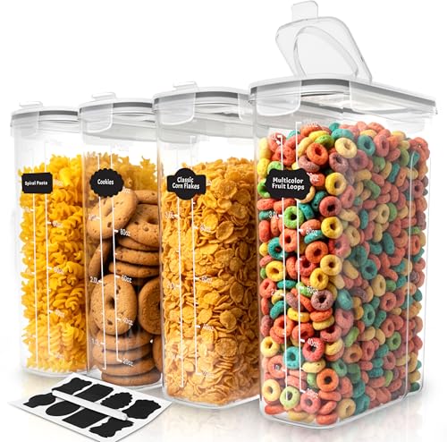 Utopia Kitchen Cereal Containers Storage Set – 4 Pack 4L(135.2 oz) Airtight Food Storage Containers with Lids, BPA-Free Cereal Dispensers for Pantry Organization and Storage (Clear) - My Kitchen Products
