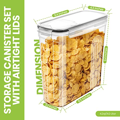 Utopia Kitchen Cereal Containers Storage Set – 4 Pack 4L(135.2 oz) Airtight Food Storage Containers with Lids, BPA-Free Cereal Dispensers for Pantry Organization and Storage (Clear) - My Kitchen Products