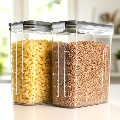 Utopia Kitchen Cereal Containers Storage Set – 4 Pack 4L(135.2 oz) Airtight Food Storage Containers with Lids, BPA-Free Cereal Dispensers for Pantry Organization and Storage (Clear) - My Kitchen Products