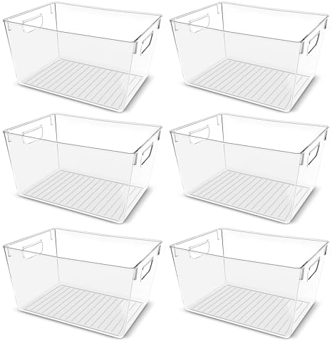 Utopia Kitchen Clear Pantry Organizers and Storage Bins 6 Pack, Large Clear Storage Bins for Pantry, Durable Freezer