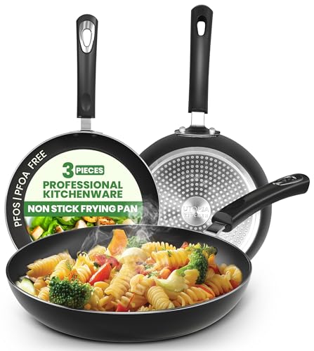 Utopia Kitchen Nonstick Cookware 3 Piece Omelette Pan Skillet Set, Nonstick Frying Pans with Induction Bottom, 8, 9.5 & 11 Inches Frying Pans with Bakelite Handles, PFOA Free, Grey - My Kitchen Products