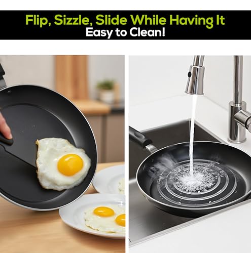 Utopia Kitchen Nonstick Cookware 3 Piece Omelette Pan Skillet Set, Nonstick Frying Pans with Induction Bottom, 8, 9.5 & 11 Inches Frying Pans with Bakelite Handles, PFOA Free, Grey - My Kitchen Products