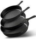 Utopia Kitchen Premium Cast iron Skillets 3 Piece Set, Chef's Pan, Pre Seasoned Frying Pan, 6, 8 & 10 Inches, PFAS-Free, Stovetop, Campfire & Grill Large Skillet, Even Heat Distribution Cast Iron Pan - My Kitchen Products