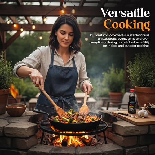Utopia Kitchen Premium Cast iron Skillets 3 Piece Set, Chef's Pan, Pre Seasoned Frying Pan, 6, 8 & 10 Inches, PFAS-Free, Stovetop, Campfire & Grill Large Skillet, Even Heat Distribution Cast Iron Pan - My Kitchen Products