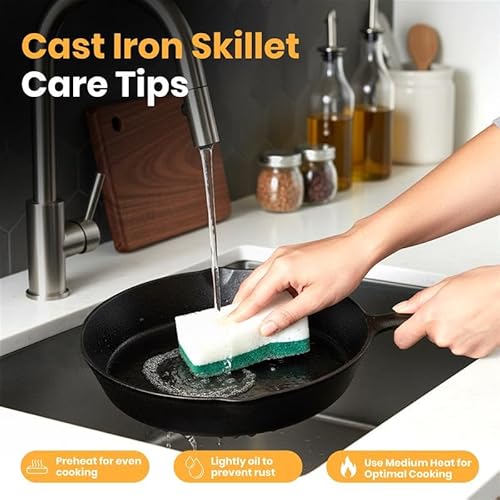 Utopia Kitchen Premium Cast iron Skillets 3 Piece Set, Chef's Pan, Pre Seasoned Frying Pan, 6, 8 & 10 Inches, PFAS-Free, Stovetop, Campfire & Grill Large Skillet, Even Heat Distribution Cast Iron Pan - My Kitchen Products