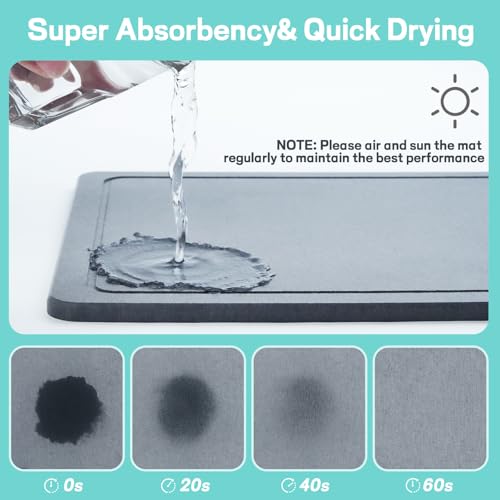 VABNEER Dish Drying Rack with Stone Drying Mat, Quick-Drying/Stainless/Super Sturdy/Space-Saving, Dish Strainers for Kitchen Counter, Escurridor de Trastes para Cocina (Black) - My Kitchen Products