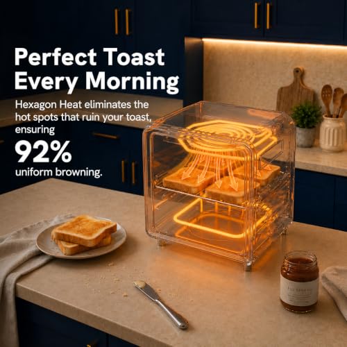 VAL CUCINA 6-in-1 Air Fryer Toaster Oven Combo, Compact 12.7 QT Small Countertop Convection Oven, Fits 9" Pizza & 4 Toast, Hexagon Hybrid Heating, Enamel Baking Pan Included, Stainless Steel Finish - My Kitchen Products