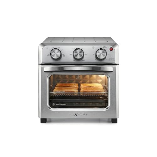 VAL CUCINA 6-in-1 Air Fryer Toaster Oven Combo, Compact 12.7 QT Small Countertop Convection Oven, Fits 9" Pizza & 4 Toast, Hexagon Hybrid Heating, Enamel Baking Pan Included, Stainless Steel Finish - My Kitchen Products